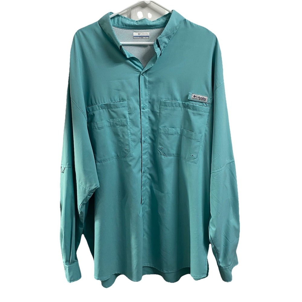 Columbia Men's PFG Bahama II Long Sleeve Fishing Shirt Omni-Shade‎ Green XXL 2TG